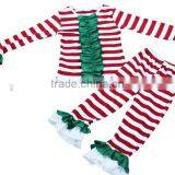 Custom Design Children Christmas Outifit Stripe Ruffle Baby Clothes Clothing Set thumbnail-2