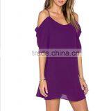 Zm50233b 2017 Spring and Summer Hot Sell Ladies Clothes Chiffon off Shoulder Short Sleeve Slip Dresses thumbnail-2