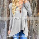 New Spring Autumn Casual Women Tshirt Loose 100% Cotton Top Tee Lady's V-neck Tshirts Plu Size thumbnail-5