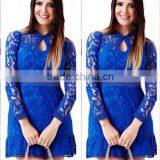 the Latest Autumn Women Long Sleeve Lace Dress Cocktail Mini Dress thumbnail-3