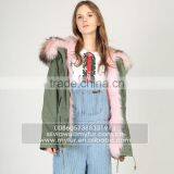Myfur Plus Size Mini Parka With Fur Lining Luxury Colorful Raccoon Fur Hood thumbnail-1
