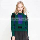 2017 New Style Geometric Design Women Green Color Pullover Sweater thumbnail-1