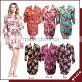 Women Sleepwear Robe Floral Pattern Wedding Bride Cotton Robe FR0028 thumbnail-1