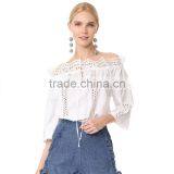 2017 OEM Semi-sheer Loose Off-shoulder Neckline London Lace Blouse thumbnail-2