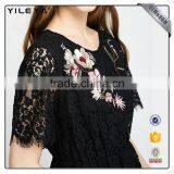 Women Casual Crochet Black Elegant Floral and Lace Dress Designs,ladies New Model Dress & Ladies Fashion Lace Patchwork Dresses thumbnail-3