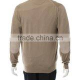 High Quality Light Weight Knitted Yellow Button-Closured Cashmere Sweater Men With Sleeve Patches thumbnail-3