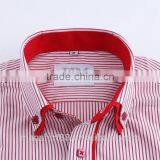 100% Cotton Red Stripe Double Collar Mens Dress Shirts thumbnail-2
