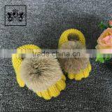 Arrival Winter Booties & Crib Shoes Fleece Bootie New Born With Rabbit Fur Ball thumbnail-6