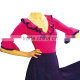 Flamenco leotard with front ruffled collar. Lady flamenco wear