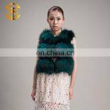 Factory Wholesale Customized Green Lady Real Women Raccoon Fur Vest thumbnail-4