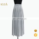 women hot sale casual long pleated knit maxi skirt