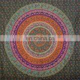 Indian Latest Green Floral Mandala Wall Drapery Curtain Set Cotton Boho Drapes Window Decor Curtain Set thumbnail-2