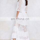 2019 летнее платье для женщин на пляж, купальник-кафтан, ленточка для купальника с кружевными вышивками, длинное пляжное платье, кафтан, купальник-кафтан, парео thumbnail-3