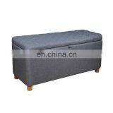 Wholesale High Quality Wood Legs Linen Fabric Rectangle Storage Furniture Stool Ottoman Bench thumbnail-3