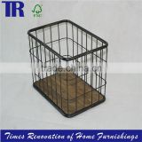 metal frame basket box ,hand-fabricated steel tube box,old cedar bottom basket box