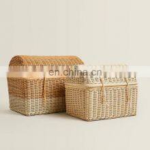 Hot Sale Rattan Storage Basket, Natural Fibre Basket in the Shape of a Chest Cabinet Basket Cheap Wholesale High Quality Vietnam thumbnail-1