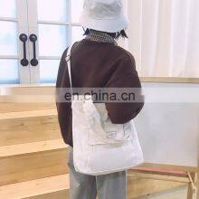 Bolsa De Custom Print Shape Logo Cotton Double Pouch Shoulder Cross Body Tote Bag Crossbody Messenger Bag thumbnail-4