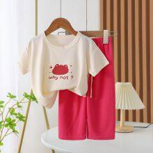 Waffle Children's Short Sleeved Set for Casual Summer Wear for Boys and Girls thumbnail-3