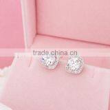 Hot Selling 925 Sterling Silver Diamond Stud Earrings for Wedding thumbnail-1