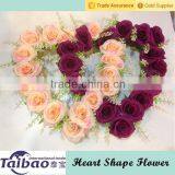 31 Flower Heads Two Hearts Shape Artificial Flower Wreath for Wedding thumbnail-1