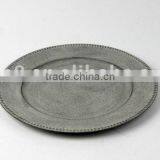 DIA33CM Round Plastic Plate W/Antique Grey