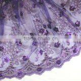Organza Colorful Litter Sequin Flower Indian Fabric Silk African Fabric CL2028-1 Purple thumbnail-1