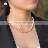 fresh water 7-8mm round real pink pearl necklace