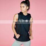 wholesale girls plain black sleeveless hoodie