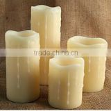 Flameless bright amber flame dripping effect wax led candle