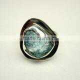 Aquamarine Raw Natural Gemstones Fashion Ring, 925 Solid Sterling Silver Adjustable Rings, Brazilian Aquamarine Rough Gemstones thumbnail-4