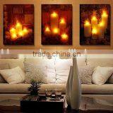 LED Lighted Up Picture Holiday Candle Canvas Wall Art Prints