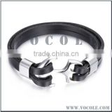 Silver bow design novelty clasp genuine leather bracelet jewelry