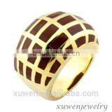 Brown Enamel Stainless Steel 18k White Gold Plated Ring