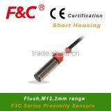F&C Proximity Switch F3C-12ES02 Series, M12, Short Housing Type, 12~24v DC, 3-wire, NPN.NO/PNP.NO Or NC Offered