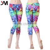 Made by four needles and six lines ladies fitness yoga wear womewn sublimation yoga capri pants