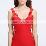 Exquisite Red Chiffon Beaded Big Size Women Evening Wedding Dresses Made in China thumbnail-5