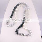 Round Shell Pearl Necklace, Shell Gem Beaded Necklace thumbnail-3
