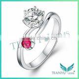 Fashion Ruby Rings 925 Sterling Sliver Moissanite Diamond Wedding Rings for Women thumbnail-1