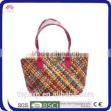 Colorized Crochet Bag Classy Checked Beach Bag
