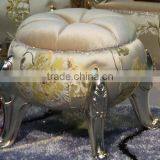 BISINI Fancy Flower Shaped Solid Wood With Fabric Chair, Neoclassic Style Living Room Tea Table and Chair Set (BF01-X1198) thumbnail-6