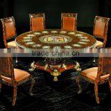 Baroque Style Brass & Porcelain Dining Table, Deluxe Large Round Dining Table for 10 People, Gorgeous Gilded Brass Dining Table thumbnail-3