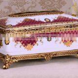 Luxury Red Color Ceramic Brass Carving Decorative Tissue Box thumbnail-1