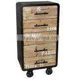 Rustic Loft Style 5 Drawer Cabinet With Wheels thumbnail-1