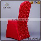 Size Pattern Fitted Elegant Purple Ruffled Chaivari Rosette Pattern Wedding Banquet Chair Cover thumbnail-3