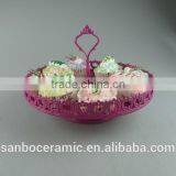 One Layer Small Colorful Cake Stand With Flower Rim OEM Factory Cheap Price thumbnail-3