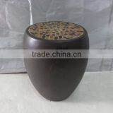Fiberglass Clay Mosaic Drum Stool thumbnail-2