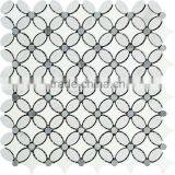 MM-CV291 Cut to Size Carrara Natural Floor White Flower Marble Mosaic Pattern