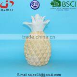 New Design Home and Garden Decorations Ceramic Pineapple With Wood Print Decor thumbnail-5