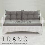 Flourish Hand-made Wicker Sofa - Contemporary White Rattan Furniture Garden Bench. thumbnail-2