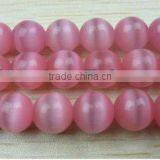 Pink Round Cat Eye Stone Beads thumbnail-1